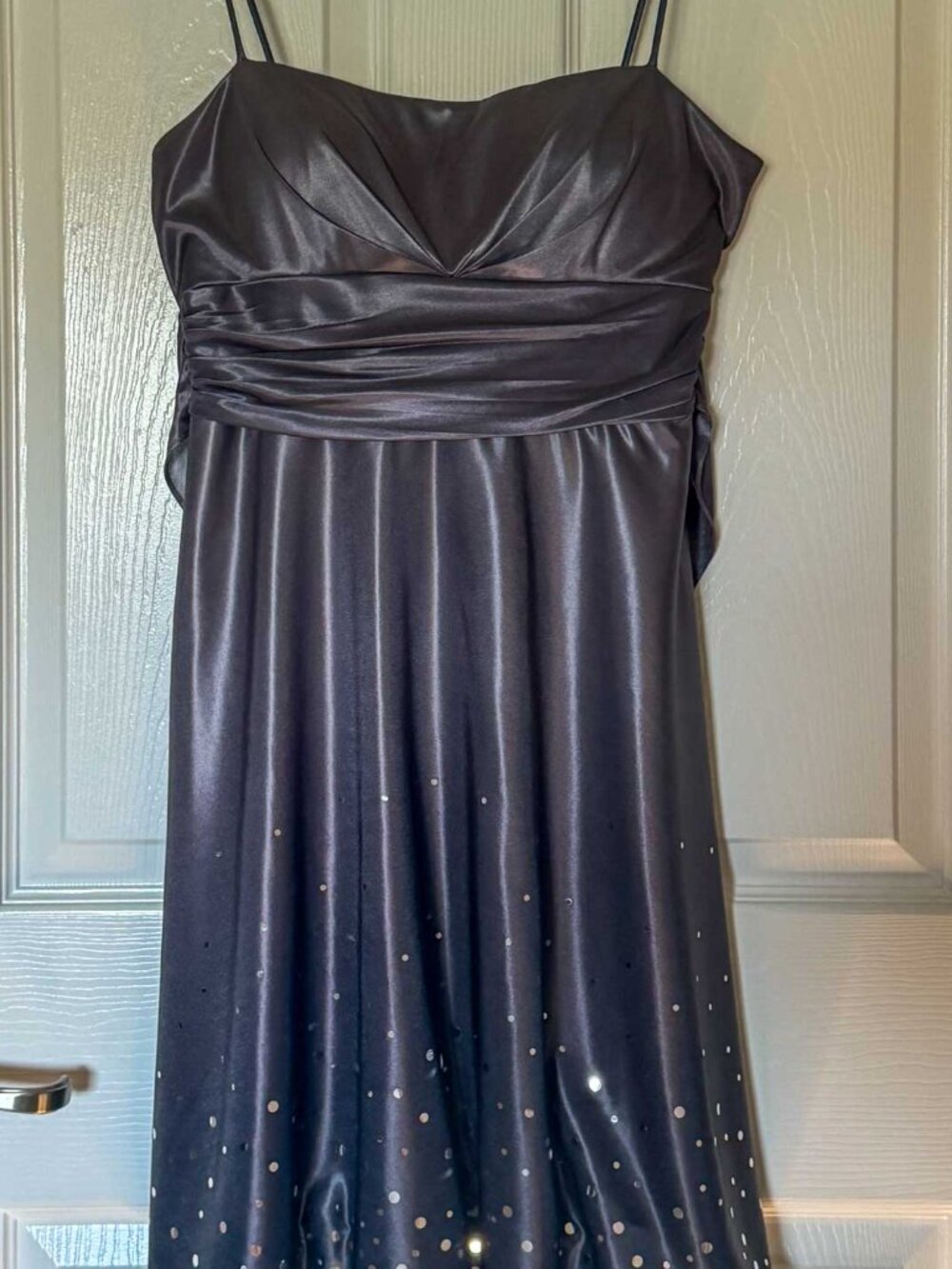 Gray Cocktail / Evening Dress Y2K USA Jump Apparel 9/10 Polka Dot Hem - Picture 3 of 13